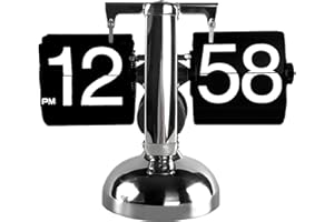 Tyenaza Flip Desk Clock, Mechanical Digital Flips Desk Reloj, Retro Minimalista Single Foot Mechanical Auto Flips Clocks de Escritorio, para Decoración de Salón, Dormitorio, Oficina(Negra)