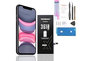 DEJIMAX Akku Reparatur-Set für iPhone 11 | 3610 mAh große Kapazität | Ersatz-Akku mit Werkzeug-Kit, Neu 0 Zyklen Li-Ionen Polymer Akku für iPhone 11, Hohe Leistung, Easy to Install