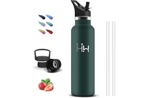 GRSTA Borraccia Termica, Borraccia 1 litro, Senza BPA, Borraccie con Cannuccia, Senza Perdite, Borraccie Acciaio Inox, Mantiene Caldo per 12 Ore/Freddo 24 Ore, per Campeggio, Escursionismo, Fitness, Viaggio