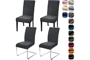 Alishomtll Lot de 4 et 6 housses de chaise extensibles en velours - Pour cuisine, restaurant, hôtel, banquet, mariage (gris foncé, 4 pièces)