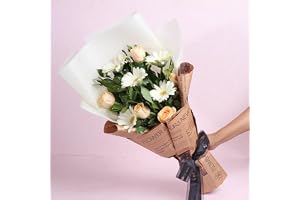 FlowerAura Premium Fresh Live Flower Bouquet of 5 Roses & 5 Gerbera In Newspaper Packing Gift For Birthday | Anniversary | Love | Home Decor | Fathers Day Gift For Dad (Same Day Delivery)