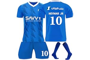 YIWAWQIAN Maglia Calcio al-Hilal Maglie di Calcio Numero 10 Completo Maglia e Pantaloncini Bambino con Calze Set Maglie Allenamento Calcio Bambino Maglietta di Calcio