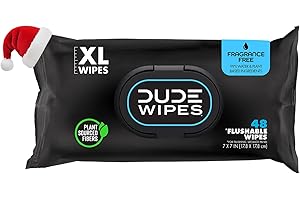 Dude Wipes Flushable Wipes, Unscented & Naturally Soothing, Dispenser Pack (48ct) by Dude Products
