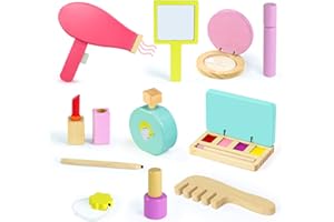 jerryvon Maquillaje Niñas - Juguetes Niños 3 4 5 Años Juguetes de Madera Cosméticos Belleza Maquillaje Infantil Juego de rol 16 Piezas Set de Maquillaje Regalo Pascua para Niños Niñas