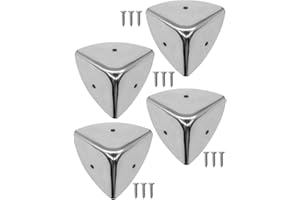 FUXXER® - 4 x narożniki ze stali nierdzewnej, zaokrąglone, metalowe okucia ochronne do skrzyń, mebli, regałów, stołów, 39 x 39 mm, łącznie ze śrubami