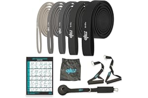 CHILLZ Pull Up Resistance Bands, 5 different Exercise Band, Pull Up, Resistance Band in KG with Handles, Door Anchor, Bag. New Workout Guide Designed by Pro Online PT.