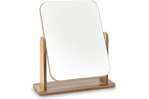 jutyum Lustro stojące, małe, stojące, drewniane, 25 x 22 cm, wolnostojące, do toaletki, na biurko, do sypialni, łazienki, zdejmowane, proste