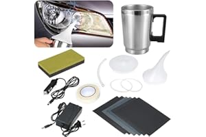 MILIWAN Kit de Rénovation de Phares Voiture - Renovateur Phare Voiture avec convertisseur de Tension, Coupe d'atomisation, papiers abrasifs pour Les phares oxydés, embués et Jaunes