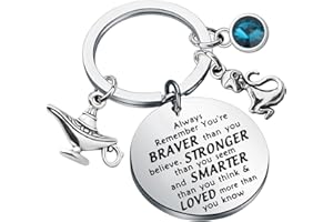 KEYCHIN Jasmine Princess Movie Keychain You Are Braver Stronger Smarter Than You Think Jewelry Jasmin und Aladdin Fans Geschenke, Aladdin K-s, L