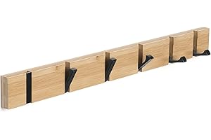 ANVODE Garderobenhaken Wandmontierter, Kleiderhaken Garderobenleiste mit 6 Faltbar Haken für Jacken, Mäntel, Hüte, Schals, Handtaschen