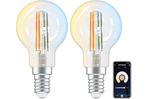 ANTELA Ampoule Connectée E14 P45 4,5W 470LM, Ampoule LED Intelligente 2700K-6500K Compatible avec Alexa, Google Home, Smart Life APP, 2PCs