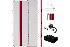 FEATH-R-LITE Air Track Tappetino Ginnastica Artistica 10ft Materasso 4 pollici di spessore, piste da tumbling ginnico per palestra domestica/yoga/cheerleading con pompa elettrica (Bordeaux)