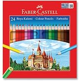 Faber-Castell Cardboard Box Crayon, 24 Colors, Soft and Vibrant Colors, Easy to Open, Break-Resistant Inserts, Break Tip