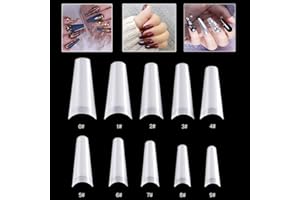 Mwoot 500 Piezas Puntas de Uñas Postizas, francesa Uñas Falsas Estilo Acrílico Nails Tips para Mujeres Niñas salones de uñas y DIY, 10 Tamaños (Naturales)
