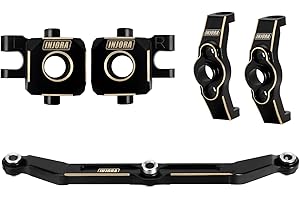 INJORA Ottone Blocchi Ruotabili C-Hubs, Blocchi dello Sterzo Knuckle e Kit di Collegamento dello Sterzo per TRX4M 1/18 RC Crawler Upgrade Parts,Nero