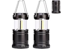 LANKOER 2 Pack Outdoor LED Camping Lantern, Portable Battery Powered Light, New Upgrade Emergency Electric Lamp with Foldable Handle, Applicable to Hurricane, Emergency, Family, Shed