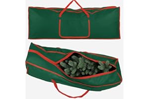 BAKAJI Custodia Per Albero di Natale Extra Large, Sacco Borsa Porta Albero fino a 270 cm, in Tessuto Antistrappo Rivestito in PVC con Tasca a Strappo e Manici, Dimensione 125 x 30 x 50 cm (Verde 2)