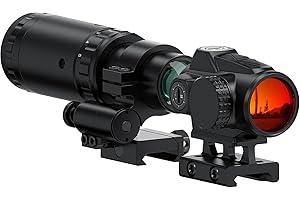 Feyachi Red Dot and Magnifier Combo with Flip-to-Side Mount, 1.5-5x Variable Zoom, 2MOA Dot, Absolute Co-Witness, 11 Brightness Settings