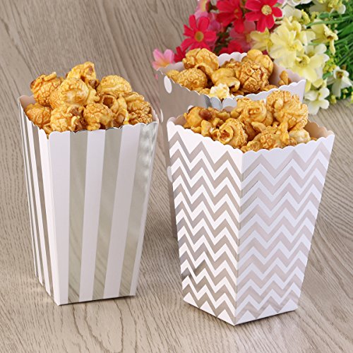 NUOLUX Popcorn Boxen, Party Candy Container behandeln Kartons, Silber - 5
