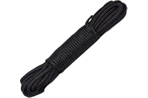 ESW LEISURE Guyline Rope For Tents Awning Camping Strong Lightweight Paracord Guy Ropes Guy Lines Fishing Outdoor Umbrella Bivvy Caravan Gazebo Tarp Windbreak Cord Line (Black, 10 Metres)