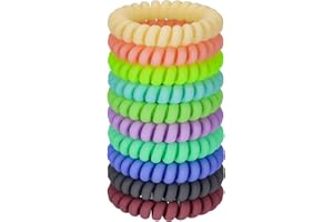 JessLab Spiralne opaski do włosów, 10 szt. bez śladów, sznurek do telefonu, opaski do włosów, plastikowe gumki do włosów, bez uszkodzeń, akcesoria do włosów dla dziewcząt, kobiet, różne kolory, zestaw