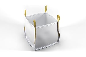 Qube UK New FIBC Bulk Builder Bags, 1 Ton PP Construction Polypropylene Farmer Garden Waste Jumbo Storage Sacks. (Pack of 1), White, 85x85x85