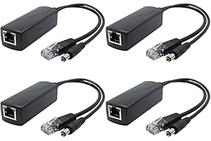 ANVISION Splitter Poe Gigabit da 4 Pacchetti, Adattatore Ethernet da 48 V a 12 V 2 A, per videocamera di Sicurezza, AP, Voip e Altro, AV-PS12-G
