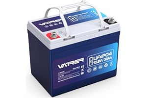 VATRER POWER Batería Litio 12V 30Ah Batería LiFePO4 con 30A BMS Batería Recargable más de 5000 Batería Ciclo Profundo para Energía Solar, UPS Pequeño, Rueda Eléctrica