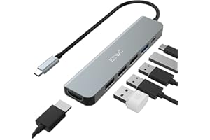 JESWO Hub USB C, 6 en 1 Adaptador USB C con HDMI 4K, PD 100W,Multipuerto USB 3.0 Puertos 5Gbps, Adaptador Multipuerto, para MacBook Air, iPad Pro, XPS y más Dispositivos USB-C