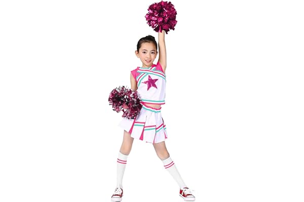 LOLANTA Costumes de pom-pom girl pour filles avec pompons et chaussettes, déguisement d'Halloween pour enfants, tenue de pom-pom girl, 4-13 ans