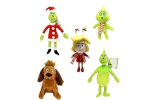 IHIPPO (5 - Piece Set) Christmas Genie Plus Toys Grinch Green Genie Grinch Anime Cartoon dol Scarf Green Genie Grinch Girl Dog Doll, a Lucky Gift for Christmas