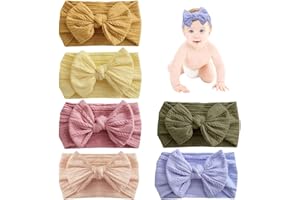 HIOQFR 6 Piezas Diademas Bebe Niña Anchas Cinta Pelo Bebe Elástica Diademas Bebe Recien Nacidos Turbante Bebe Niña Lazos Pelo Accesorio baby headband Suave Vendas del bebé Hairband de los(6Colors)