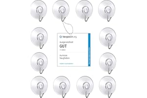 AURSTORE BASA - Lote de 12 Colgadores con Ventosa, Ganchos de Pared con Ventosa de Succión, Pequeñas Ventosas de Plástico con Gancho Redondo para Baño y Cocina (12 Unidades Ventosas)