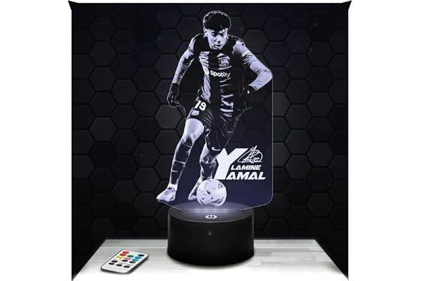 Lampephoto.fr - Lampe 3D Lamine Yamal Barcelone, Idée Cadeau Fan de Foot, Joueur de Foot, Veilleuse 3D Led Illusion, Idée Cadeau Noël Anniversaire Garçon et Fille, Footballeur, TOP