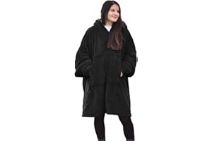 HOMELEVEL Sweat à Capuche XL - Plaid avec Manches Capuche et Poche en Polaire Sherpa - Pull Poncho Femme Homme Hiver canapé TV Bureau Maison