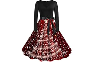GENERIC Christmas Dresses For Women Dresses for Women UK Plus Size Skirt Gothic Dress Medieval Costume Evening Party Prom Cocktail Swing Glad Rags Vintage Elegant A-line Costumes