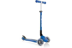 GLOBBER Primo FolDABLE – Patinete para niños, 120/80 mm, ABEC 5, 3 ruedas, altura regulable, azul oscuro