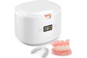 FIVEHOME Ultrasonic Retainer Cleaner Machine-230ML Ultrasonic Cleaner for Dentures, Mouth Guard, Aligner, Whitening Trays, Portable Dental Pod with 5 Timing Modes