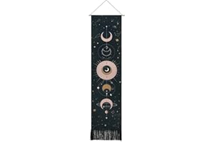 Yrendenge Moon Tapestry Psychedelic Wall Hanging Tapestries Tapestry Home Decoration for Bedroom 51 x 13 Inch (130 x 32 cm), Black