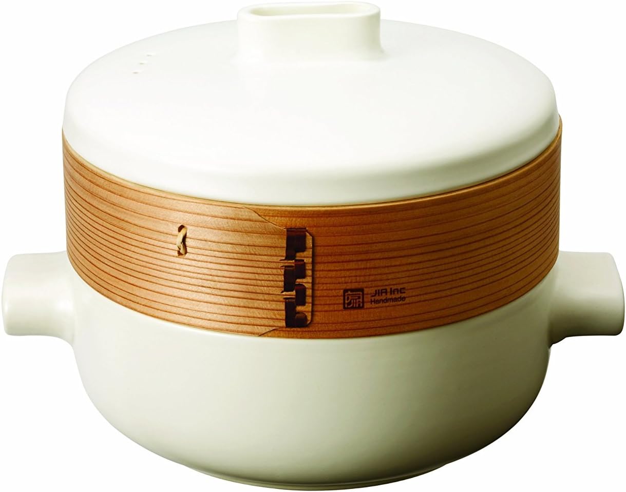 JIA INCSteamer Set - Large Set (Ceramic Steamer Pot and Lid + Cedar Wood Basket)