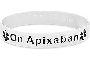 MEDICAL ID ME On Apixaban Medical Alert Wristband Bracelet Blood Thinners Blood Clot Silicone Medical ID 2 Sizes