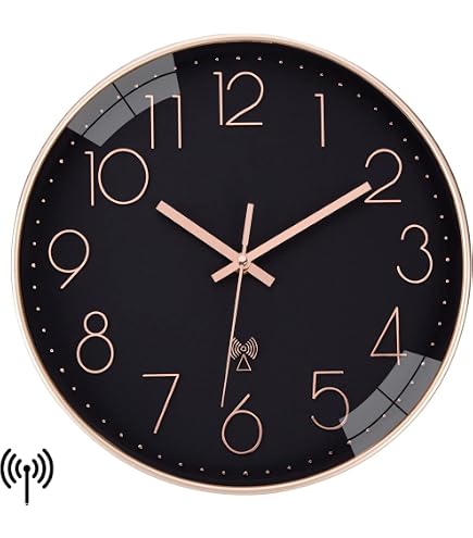Funk-Wanduhr 30 Cm, Schwarz – Batteriebetrieben, Selbststellend, Modern Für Küche & Wohnzimmer