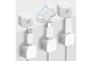 QINCINA 6 Pack Magnetic Cable Clips,Cable Tidy Tools,Cord Holder for Desk Cable Management,Cable Organiser for Wall,Office,Car,Desk,Nightstand(White)