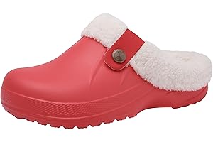 ChayChax Womens Mens Fur Lined Clogs Waterproof Winter Fuzzy Slippers Indoor Ourdoor
