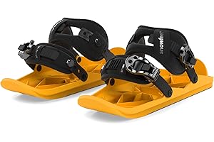 Snowfeet X - Mini Short Ski Skates for Snow | Skis for Winter Shoes | Short Snowskates Snowblades Skiboards | The Real Original (Black)