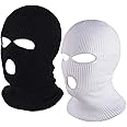 Fvviia 2 Pieces 3 Hole Knitted Face Cover Double Thermal Windproof Winter Ski Mask for Outdoor Sports
