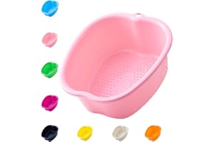 ANXICER Large Foot Bath Spa Bowl Plastic Pedicure Bowl Massage Foot Tub,for Pedicure, Detox and Massage, Perfect to Soak Your Feet, Toe Nails and Ankles,Can be Soaked to Remove Dead Skin and Calluses (Pink)