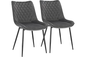 WOLTU Dining Chairs Set of 2, Velvet Chairs for Kitchen/Living Room/Bedroom, with Padded Seat and Backrest, Dark Grey