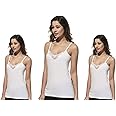 Maria Angel 3 Pack Womens Ladies Camisole Vest,Undershirt with Lace%100 Cotton