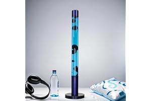 ‎LICHT-ERLEBNISSE XXL Lavalampe Groß Blau Lila, Retro Lampe, kühl, mysteriös, magisch,76 cm, G9 50 W mit Kabelschalter, inklusive Leuchtmittel, Vulkan Stehlampe